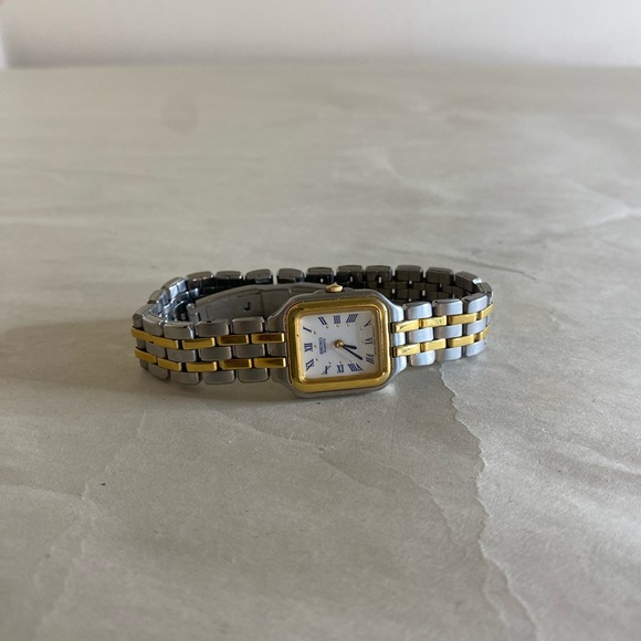 Seiko Tank Quartz women's Two-Tone Square Face Watch Vintage READ - Picture 1 of 4